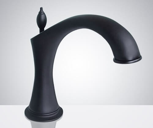 Fontana Commercial Matte Black and Chrome Widespread Automatic Sensor Bathroom Faucet