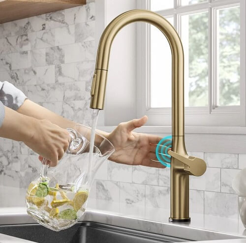 Kitchen Sink Faucets With Touch-Clean Spray